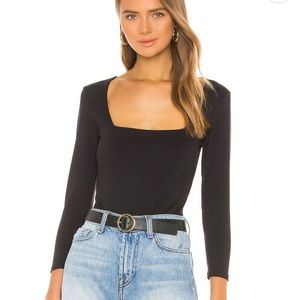 Free People Black Square Neck Bodysuit